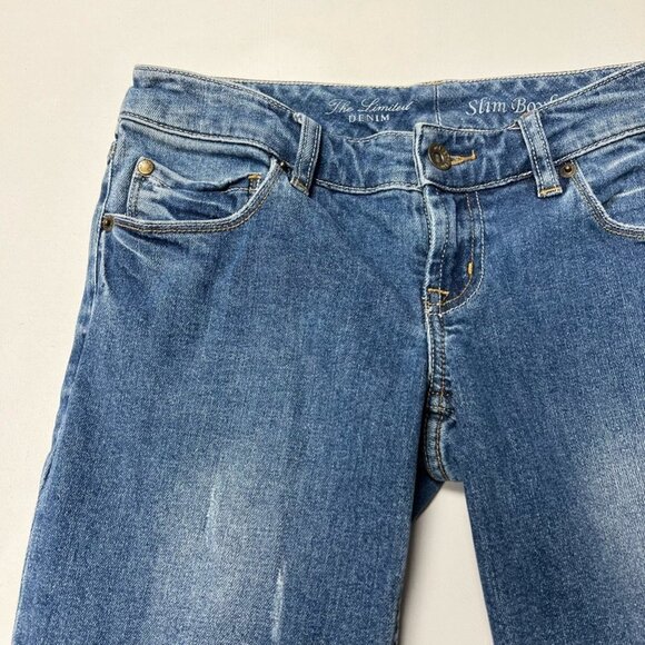 The Limited Women Slim Boyfriend Jeans Blue Stretch Medium Wash Low Rise Denim 0 - Picture 3 of 11